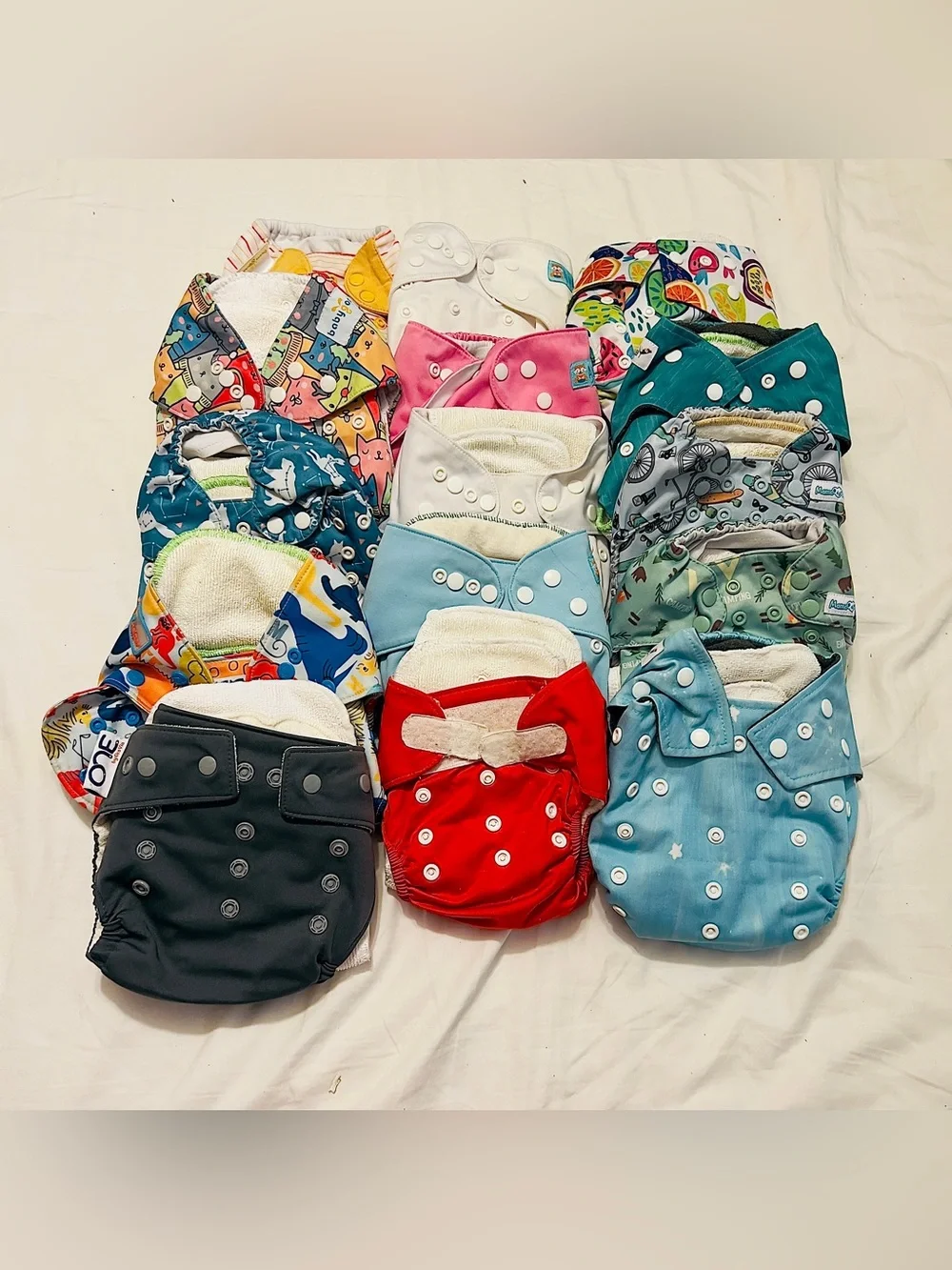 Mixed Brands Reusable Cloth Diapers Lot Covers Inserts Baby Multicolor Polyester